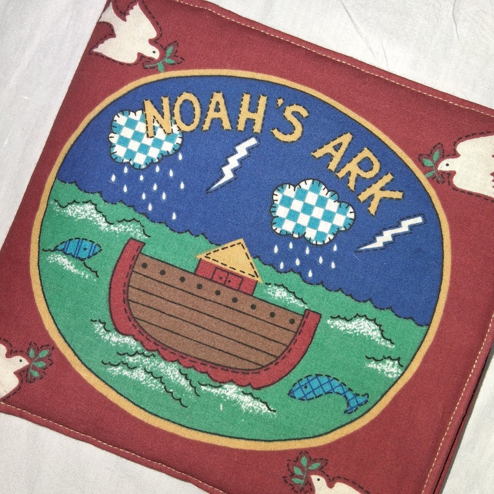 Vintage Noah's Ark Fabric Story Book Panel Craft Quilt Decor